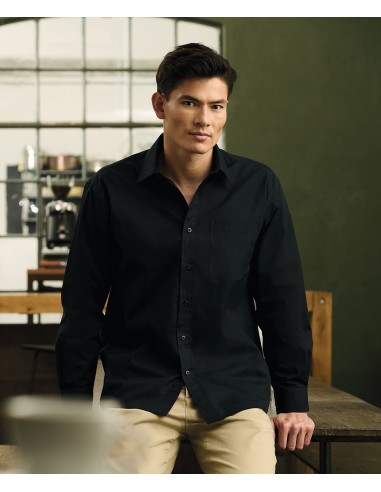 RUS-0R934M0-Men's Long Sleeve Classic Polycotton Poplin Shirt
